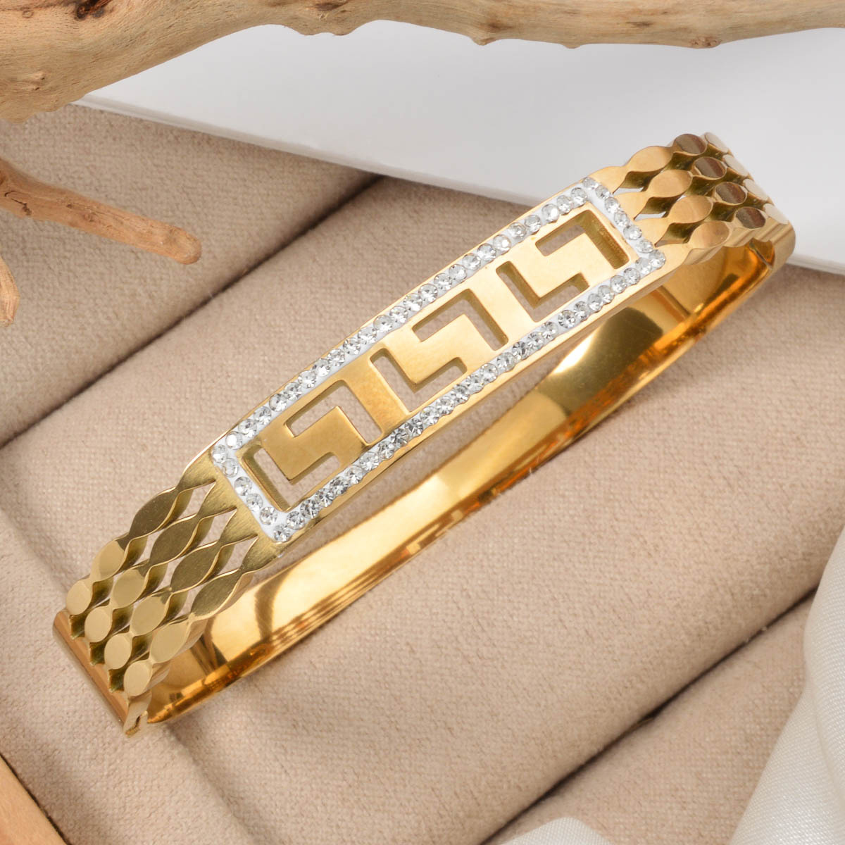 Vintage Classic Bangle for Men and Women, Geometric Design
